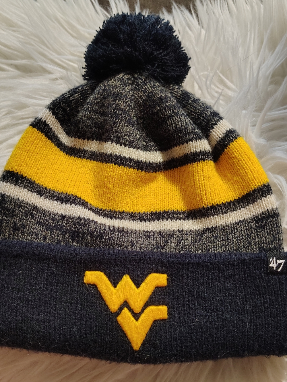 '47 West Virginia Mountaineers Knit Pom Beanie Hat, One Size NCAA Collegiate